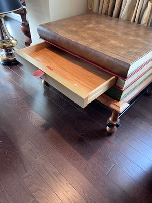 'Works of Shakespeare' Leather Books Side Table w/1 Drawer