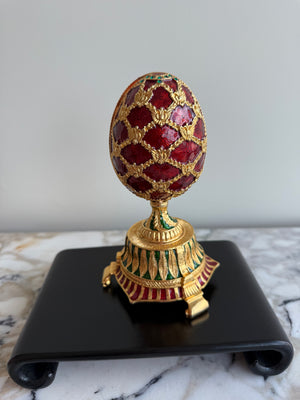 Sankyo Faberge-Style Enameled Musical Egg