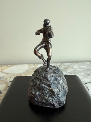 Yaacov Heller "Fiddler on the Roof" Sterling Silver Sculpture on Rock- 6"h