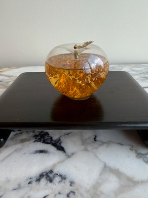 Golden Flow Studios 23k Gold Glass Apple Snow Globe