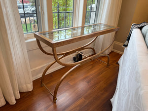 Gold Console Table with Glass Insert