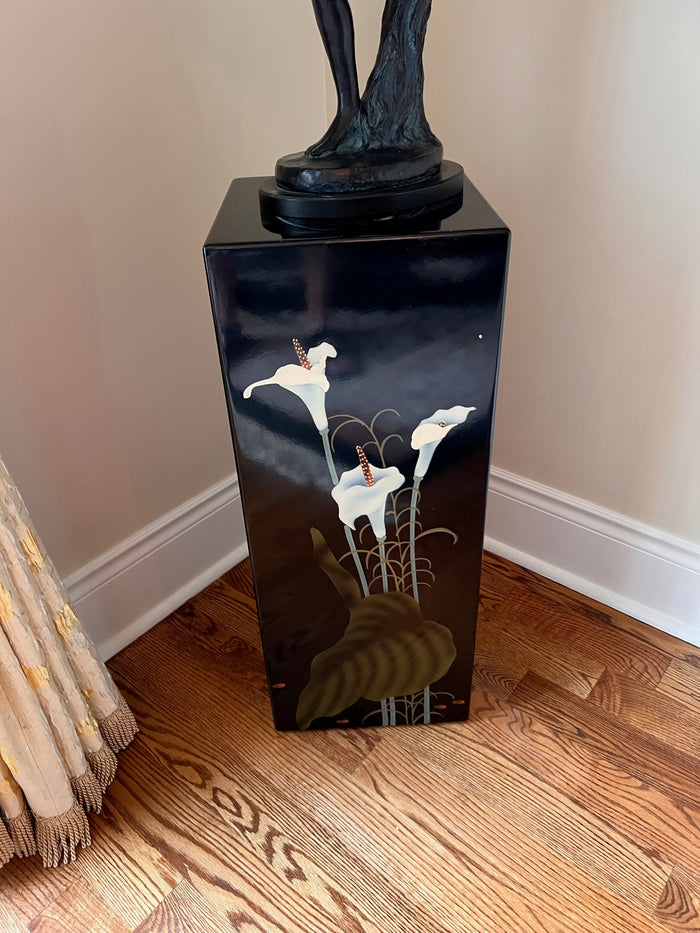 Vintage Black Lacquered Pedestal Stand # 3