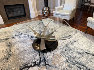 Modern Glass Top Propeller Coffee Table