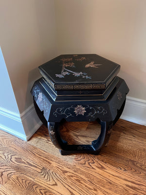 Vintage Small Black Lacquered Stools