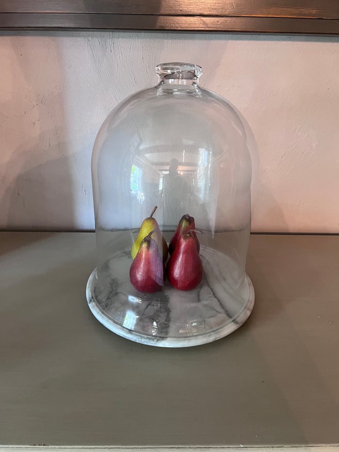 Glass Cloche on Marble Lazy Susan