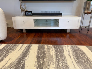 White Lacquered TV Stand with 2 Drawers