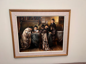Reproduction Painting by K. Urbanellis 'Rabbis Studying'