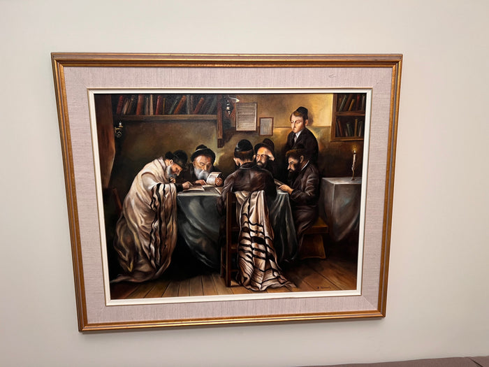 Reproduction Painting by K. Urbanellis 'Rabbis Studying'