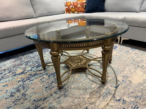 Magnussen Home Galloway Round Cocktail Table with Glass Top