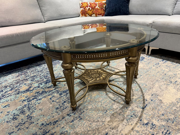 Magnussen Home Galloway Round Cocktail Table with Glass Top