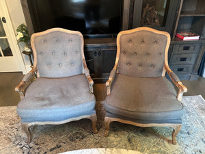 2 Classic Concepts Inc. Grey Tufted Armchairs