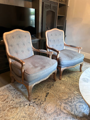 2 Classic Concepts Inc. Grey Tufted Armchairs