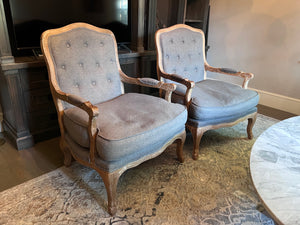 2 Classic Concepts Inc. Grey Tufted Armchairs
