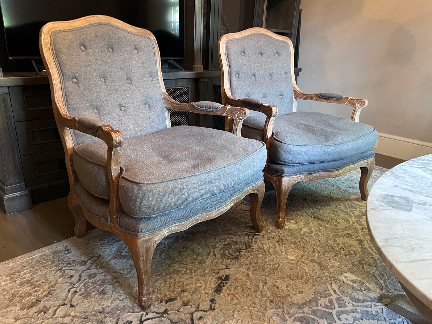 2 Classic Concepts Inc. Grey Tufted Armchairs Sell My Stuff Canada Canada s Content and Estate Sale Specialists