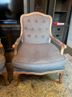 2 Classic Concepts Inc. Grey Tufted Armchairs