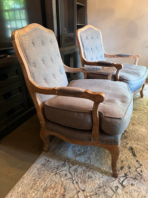 2 Classic Concepts Inc. Grey Tufted Armchairs
