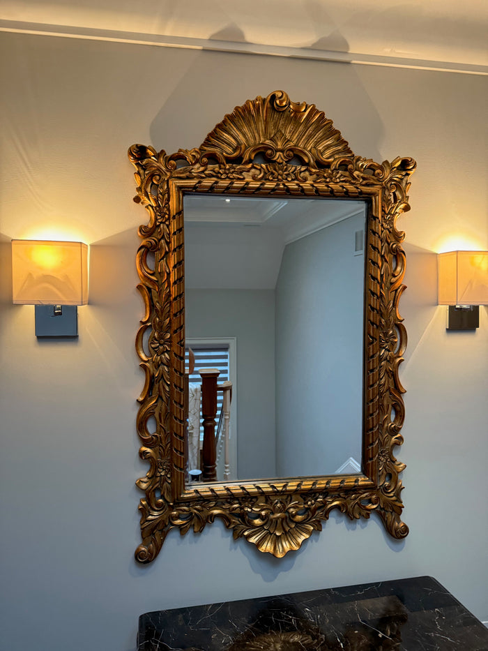 Ornate Hollywood Regency Style Gold Mirror (*2 Available-Priced Individually)