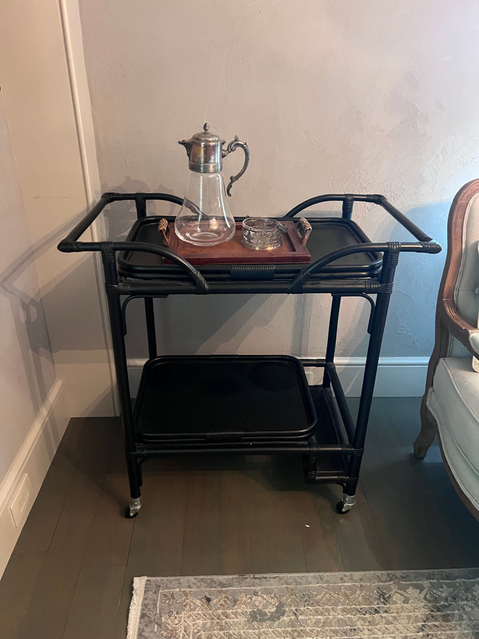 Black Bamboo Bar Cart
