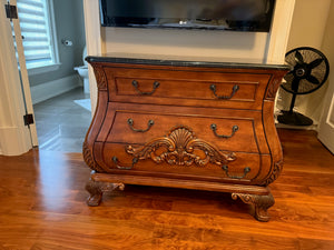 Marble Top Bombe Chest with 3 Drawers