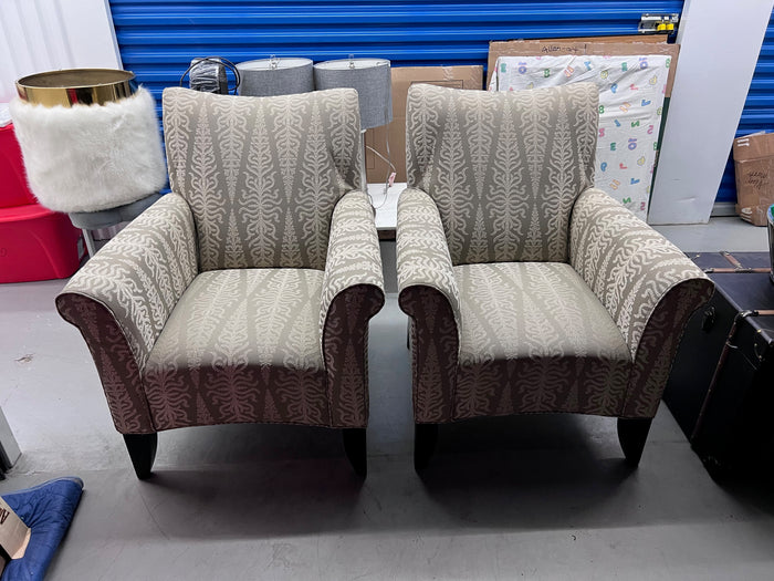 Pair of Grey/White Upholstered Armchairs