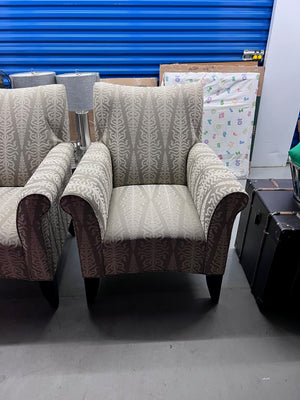 Pair of Grey/White Upholstered Armchairs