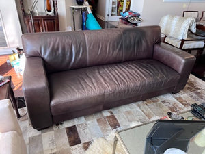 Ethan Allen Brown Leather Sofa