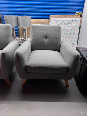 Pair of Structube FANY tufted armchairs, Light Grey (*retail $758)
