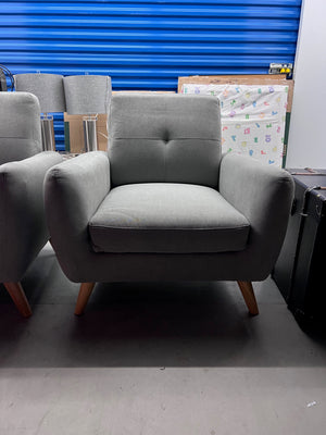 Pair of Structube FANY tufted armchairs, Light Grey (*retail $758)