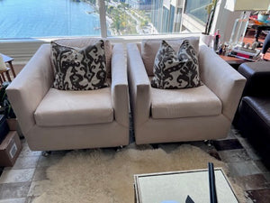 Pair of Heritage Furniture Beige Microsuede Armchairs