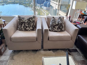 Pair of Heritage Furniture Beige Microsuede Armchairs