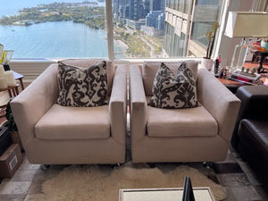 Pair of Heritage Furniture Beige Microsuede Armchairs