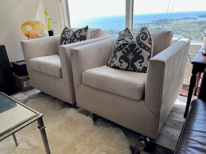 Pair of Heritage Furniture Beige Microsuede Armchairs