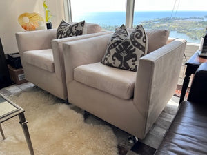 Pair of Heritage Furniture Beige Microsuede Armchairs