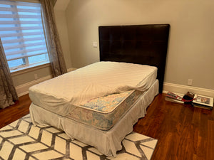 Queen Brown Italian Leather Headboard + Mattress