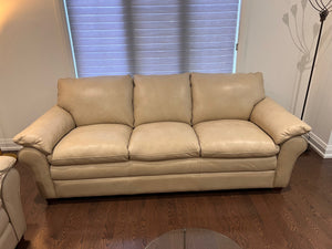 Arrow Furniture Beige Casper Pebble 100% Leather Sofa (*retail $1,899)