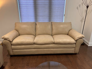 Arrow Furniture Beige Casper Pebble 100% Leather Sofa (*retail $1,899)