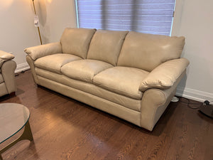 Arrow Furniture Beige Casper Pebble 100% Leather Sofa (*retail $1,899)