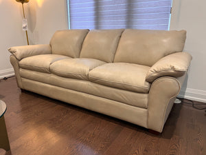 Arrow Furniture Beige Casper Pebble 100% Leather Sofa (*retail $1,899)