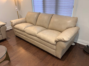 Arrow Furniture Beige Casper Pebble 100% Leather Sofa (*retail $1,899)