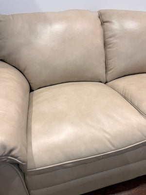 Arrow Furniture Beige Casper Pebble 100% Leather Love Seat (*retail $1,849)