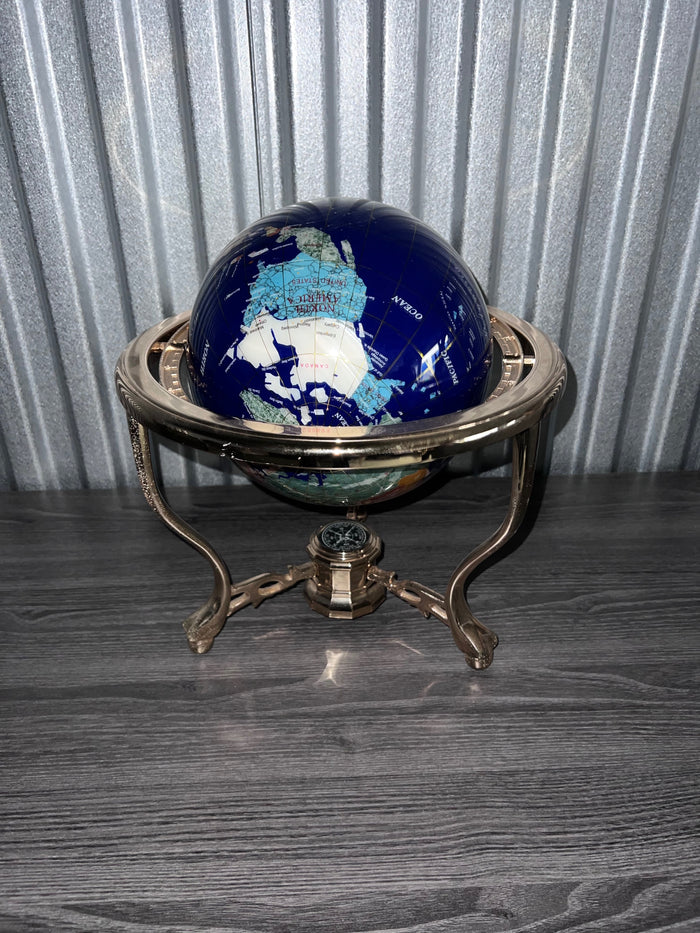 Lapis Blue Table Top Globe with Gold Stand