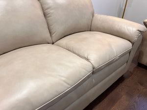 Arrow Furniture Beige Casper Pebble 100% Leather Love Seat (*retail $1,849)
