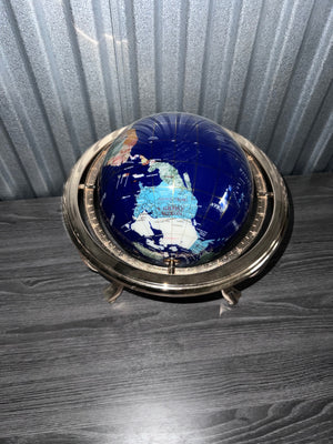 Lapis Blue Table Top Globe with Gold Stand