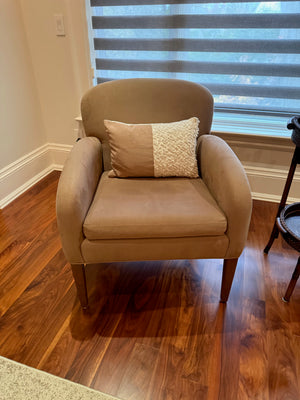 Custom Made Beige Microsuede Accent Chair