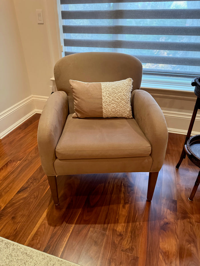 Custom Made Beige Microsuede Accent Chair