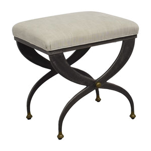 RESTORATION HARDWARE 19TH C. FRENCH S-CURVE LINEN STOOL