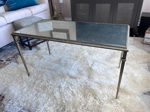 Lillian August Silver Leaf Mirrored Coffee Cocktail Table for Drexel Heritage