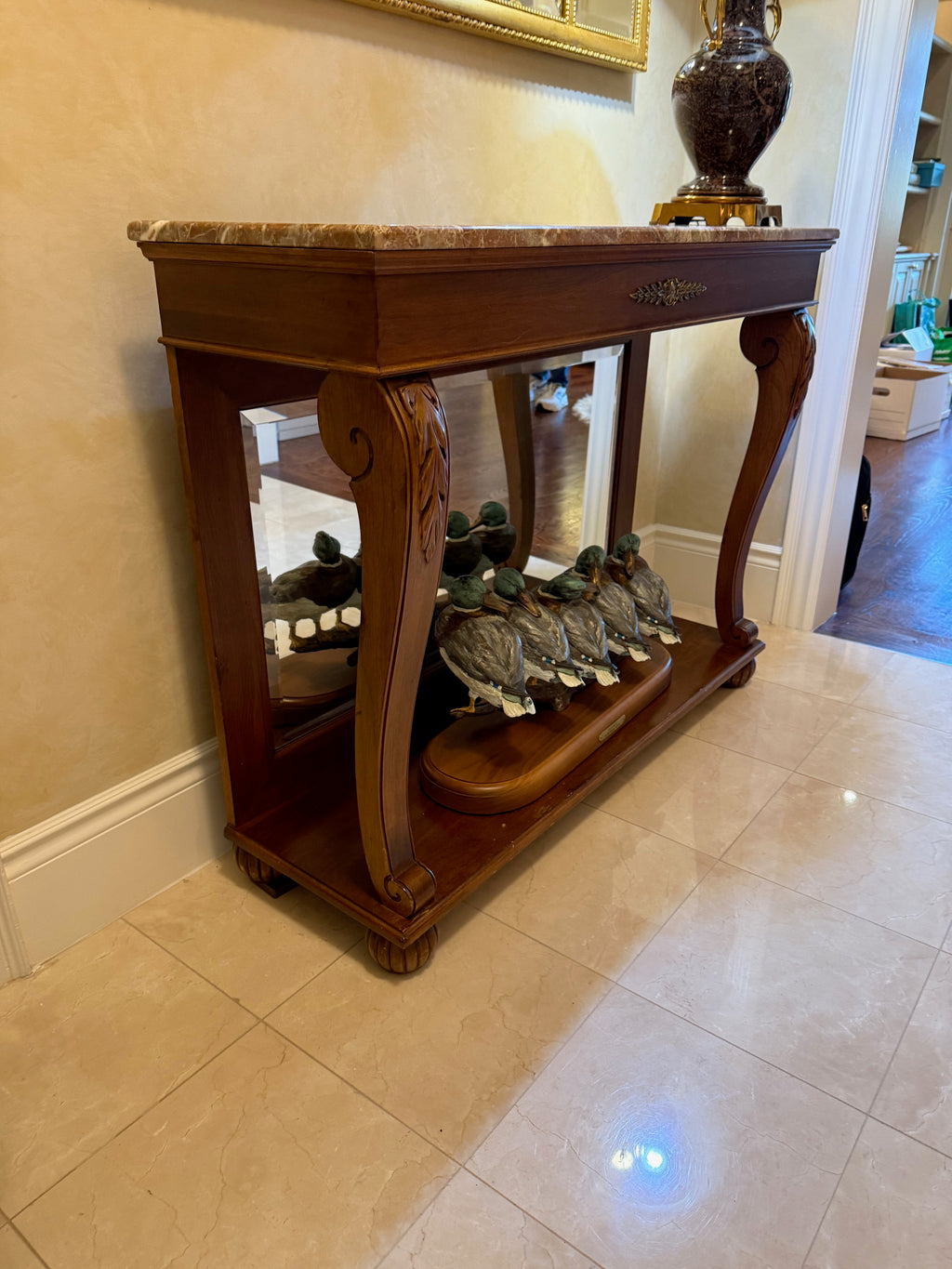 Ethan Allen Heirloom Marble Top Console Table