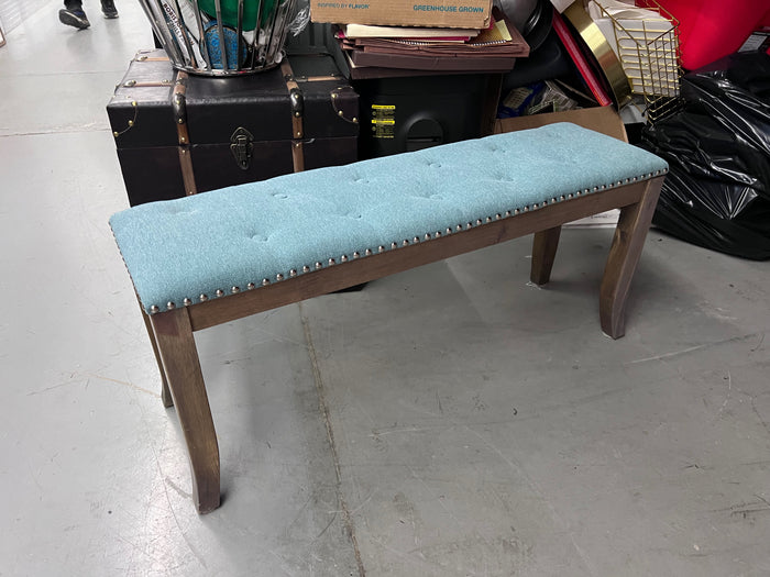 Blue Tufted Bench