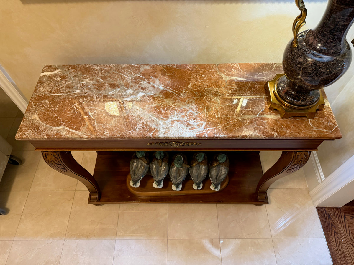 Ethan Allen Heirloom Marble Top Console Table